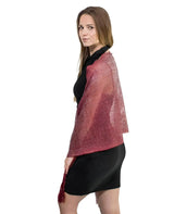 Shimmering Red Lurex Fishnet Shawl - Woman Fashion Model.