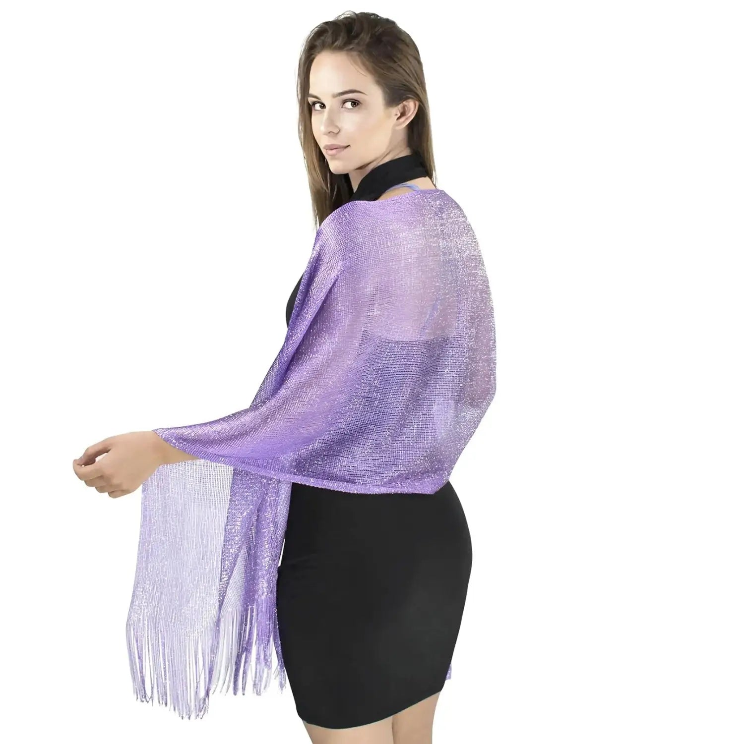 Shimmering Lurex Scarf Fishnet Evening Shawl Scarves - Shawls & Wraps