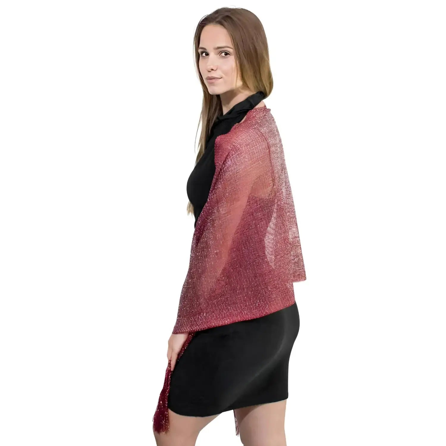 Shimmering Lurex Scarf Fishnet Evening Shawl Scarves - Shawls & Wraps