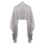 Shimmering Lurex Scarf Fishnet Evening Shawl Scarves - Silver - Shawls & Wraps