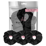 Shimmering Soft Satin Hair Scrunchies with Black Ribbon: Multipack of 3