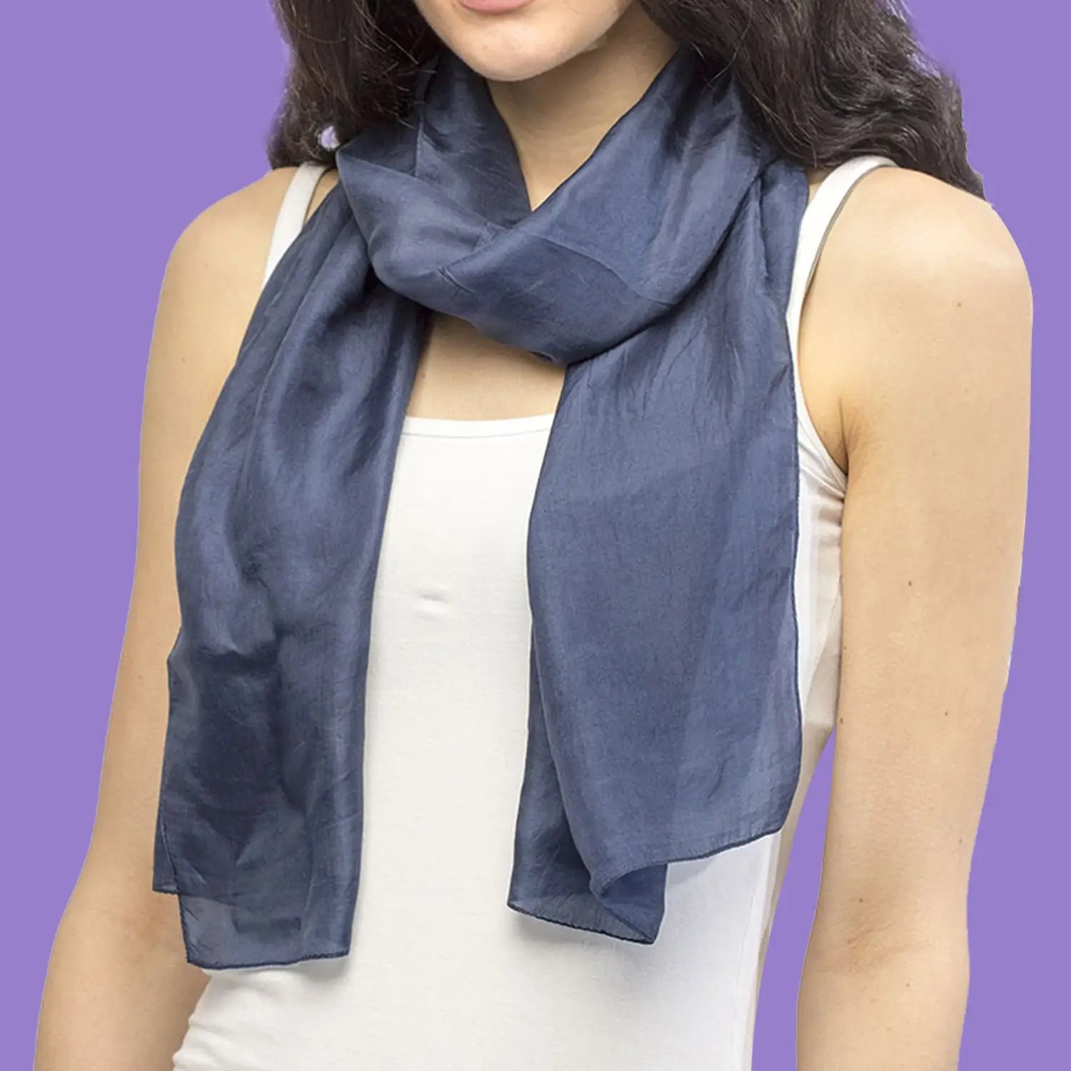 Pure silk lightweight blue scarf for women in Silk Scarf Lightweight 100% Pure Silk Scarves for Unisex.