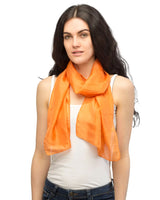 Silk scarf lightweight - Woman in orange silk scarf