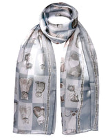 Silky Satin Cat Print Novelty Neck Scarf with Cute Cats and Dogs Pattern