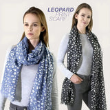 Silver Foil Leopard Print Large Scarf worn by woman
