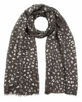 Silver Foil Leopard Print Large Scarf