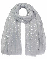 Silver Foil Triangle Print Oversized Scarf - White Scarf with Triangle Design