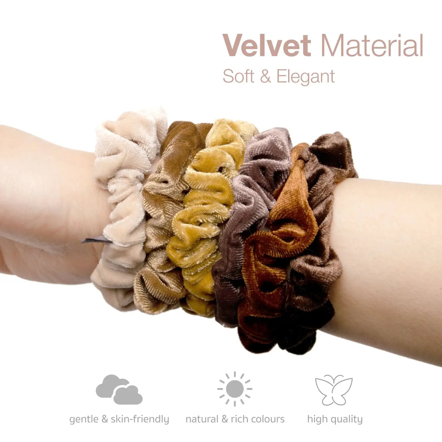Velvet hair scrunchies for versatile styling in a set of 6pcs with flowers - Perfect for thin hair.