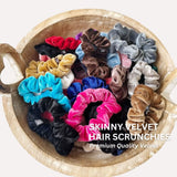 Set of 6 Skinny Velvet Hair Scrunchies for Versatile Styling