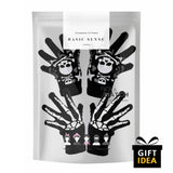 Black and white hand print design on Skull Gloves for Boys Full Finger Winter Knit Magic Gloves