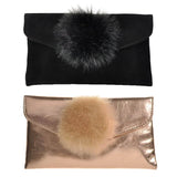 Small Envelope PomPom Clutch Bag featuring a pom pom accessory