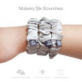 Small Skinny Mulberry Silk Hair Scrunchies - 3 Pack - Hair Scrunchies