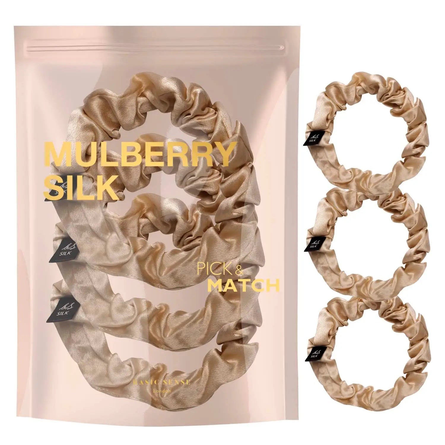 Small Skinny Mulberry Silk Hair Scrunchies Pack - Eco-friendly and luxurious option for hair accessories