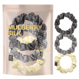 Small Skinny Mulberry Silk Hair Scrunchies - 3 Pack in Mulberry Silk Fabric