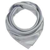 Silver satin square scarf in Smooth Satin Small Square Scarf product display.