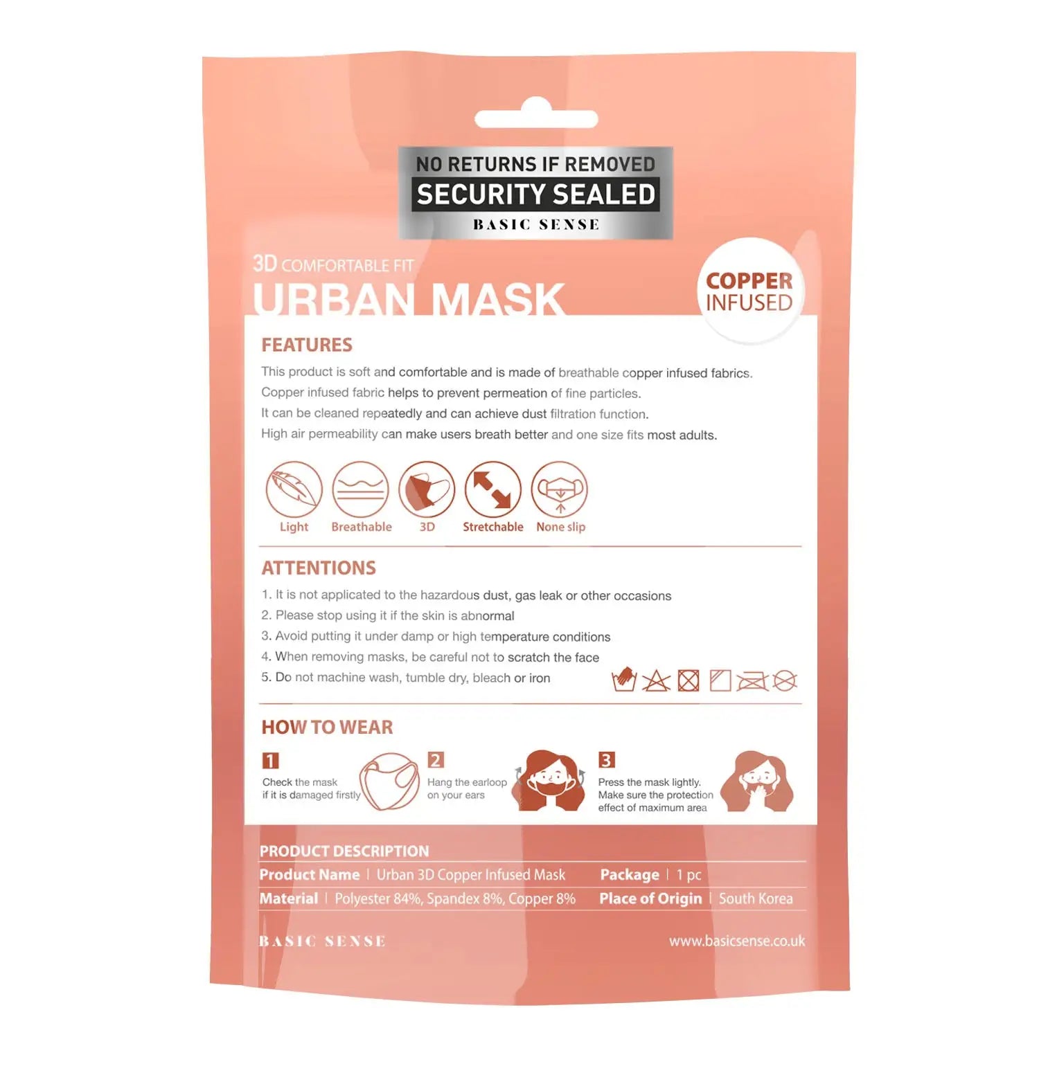 Snow Reindeer Christmas Copper-Infused Face Mask CoveringBenefits Information