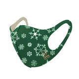 Green mask with snowflakes - Snowflake Printed Copper Ion Infused Face Mask