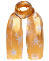 Snowflakes satin scarf with gold accents