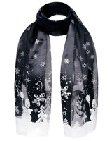 Snowman satin stripe scarf with snowflakes