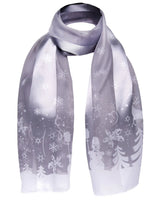 Snowman satin stripe Christmas scarf with snowflakes