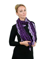 Soft Knitted Scarf with Striped Print worn by woman