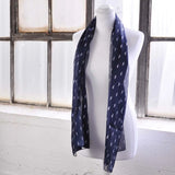 Soft Satin Stripe Music Note Scarf in White and Blue Pattern