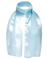 Solid Shimmering Satin Stripe Scarf - Lightweight in light blue color with satin ribbon