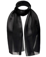 Black striped satin scarf with border - Solid Shimmering Satin Stripe Scarf - Lightweight