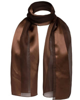 Brown satin stripe scarf with black border - Solid Shimmering Satin Stripe Scarf - Lightweight