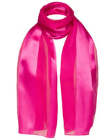 Solid Shimmering Satin Stripe Scarf - Lightweight, pink satin stripe scarf on white background
