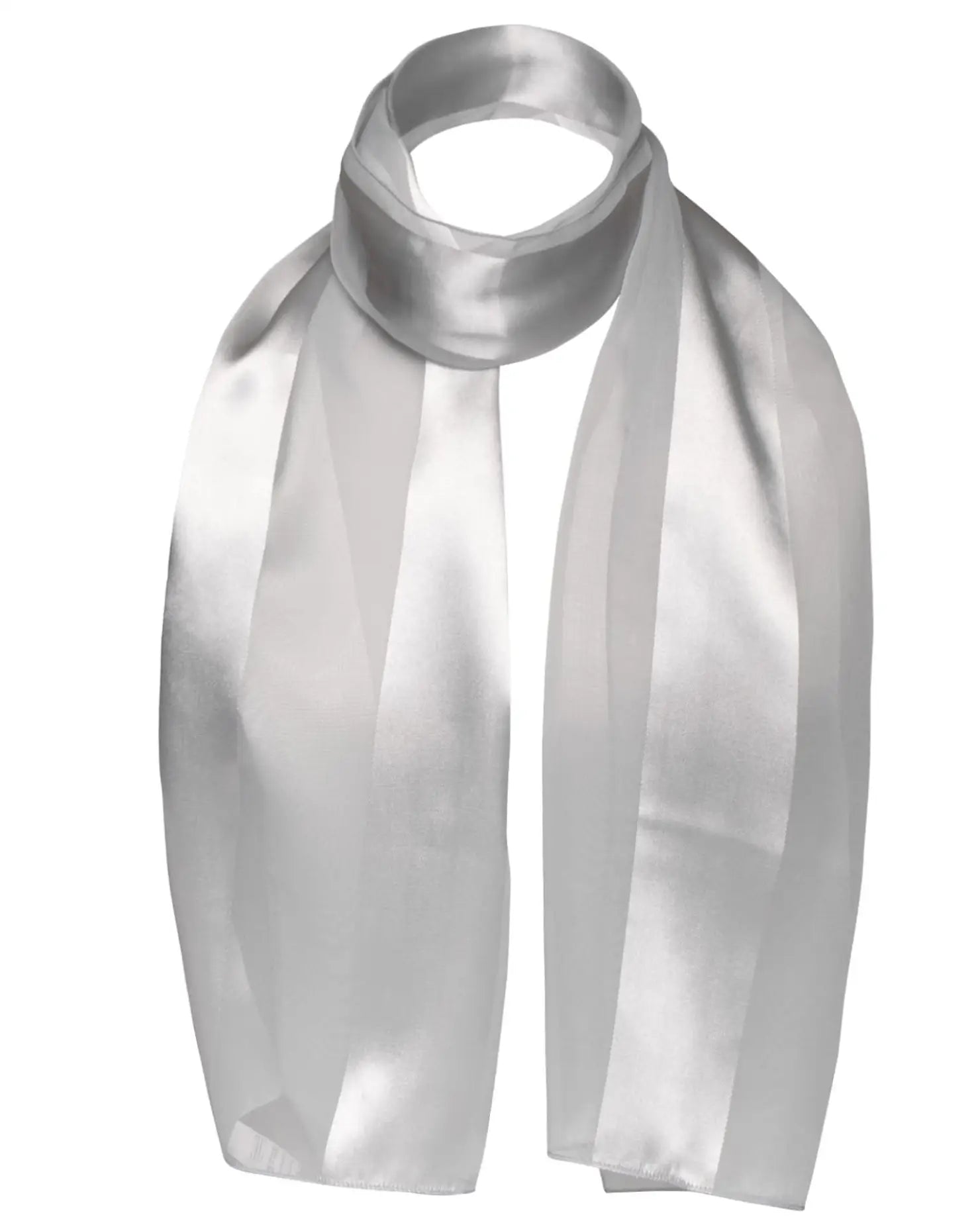 Solid Shimmering Satin Stripe Scarf - Lightweight, white scarf on white background.