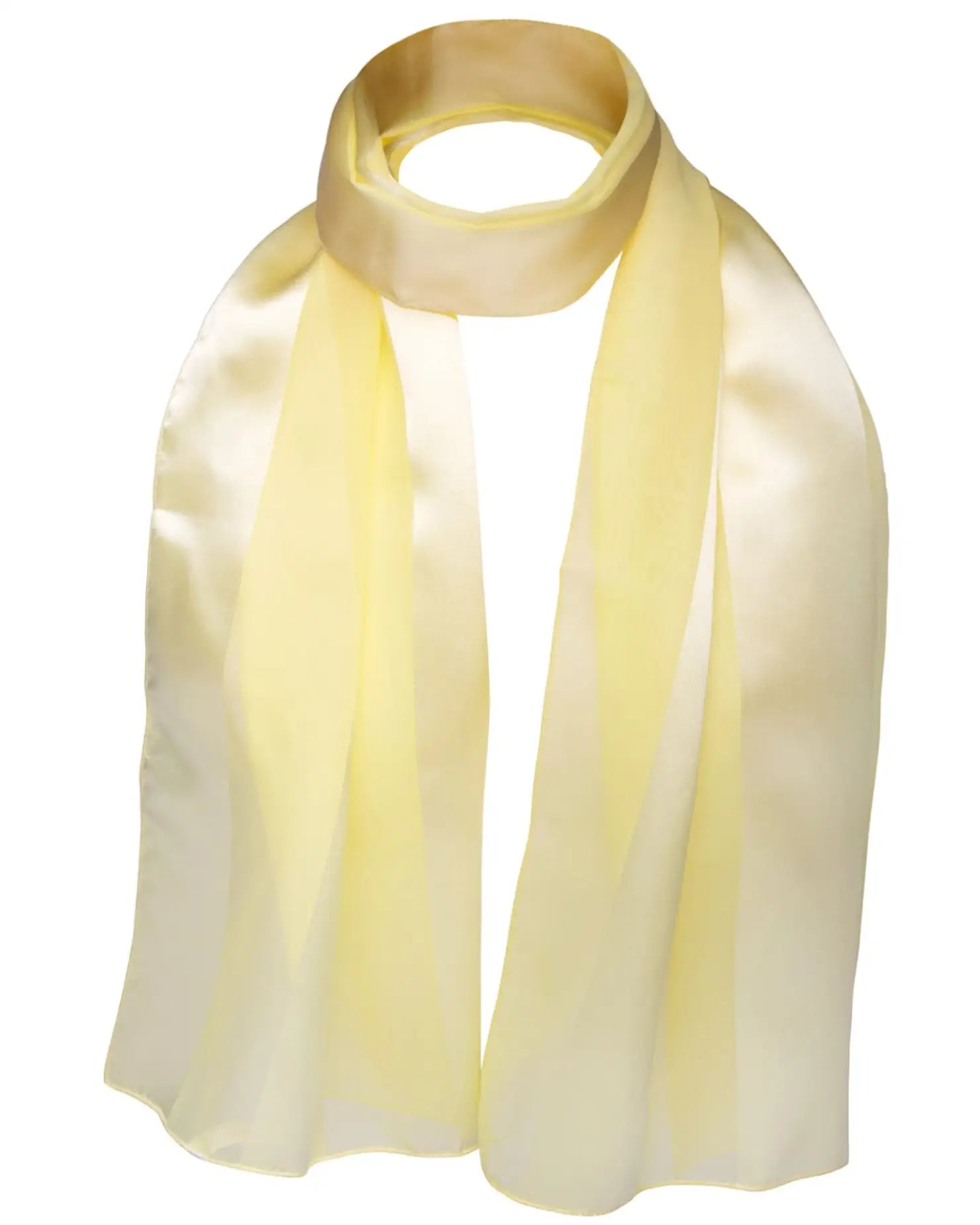 Yellow satin stripe scarf on white background