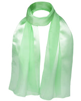 Solid Shimmering Satin Stripe Scarf - Lightweight in light green on white background