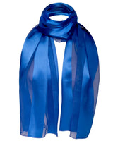 Blue satin stripe scarf with black border - Solid Shimmering Satin Stripe Scarf