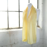 Solid Shimmering Satin Stripe Scarf - Lightweight, yellow scarf on mannequin