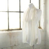 Solid Shimmering Satin Stripe Scarf on white dress form with white scarf on mannequin