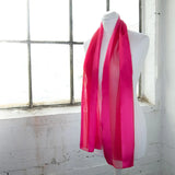 Pink satin stripe scarf on mannequin - Lightweight, Solid Shimmering textile