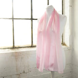 Pink satin stripe scarf on mannequin