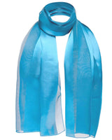 Blue satin stripe scarf with white detail - Lightweight accessory