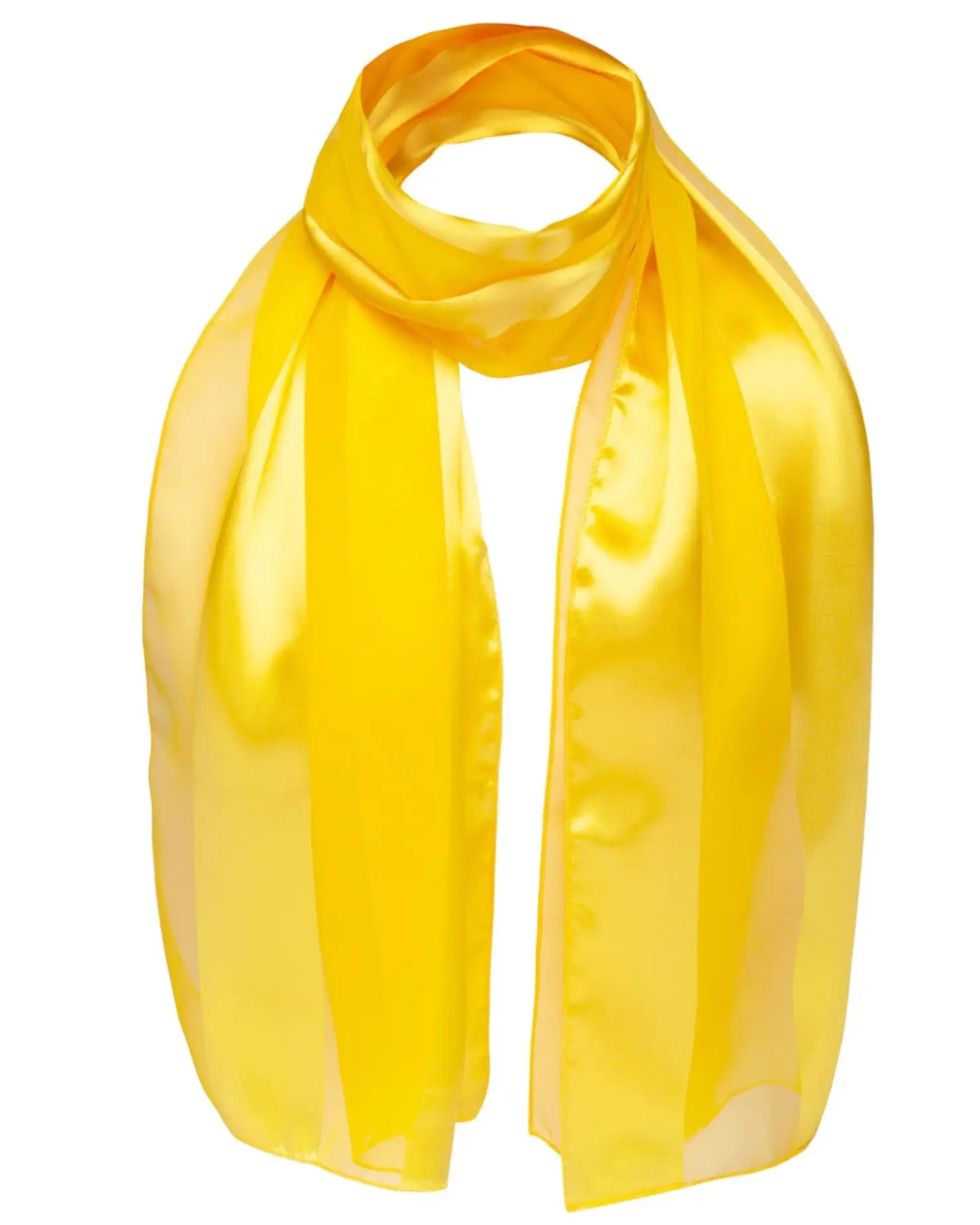 Yellow satin stripe scarf on white background - Solid Shimmering Satin Stripe Scarf.