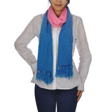 Sophisticated embroidered dip dye soft scarf worn by woman