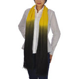 Sophisticated Embroidered Dip Dye Scarf in Yellow and Black