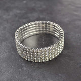 Silver diamond ring with crystal stones on Sparkling Stone Cuff