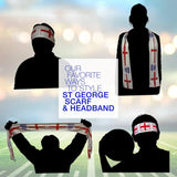 St. George Cross England Flag Scarf with man holding it as our favorite way