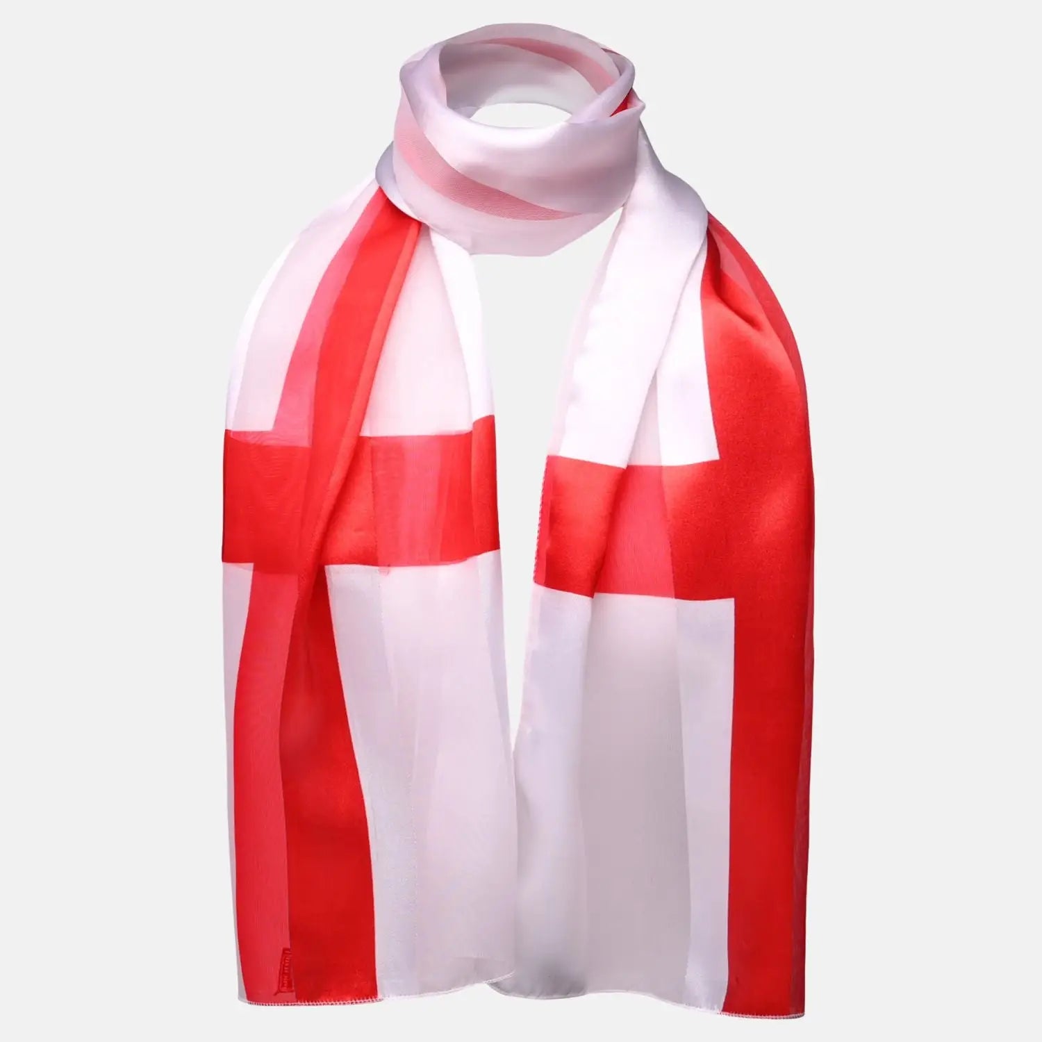 St. George Red Cross Satin Scarf - White and Red Design