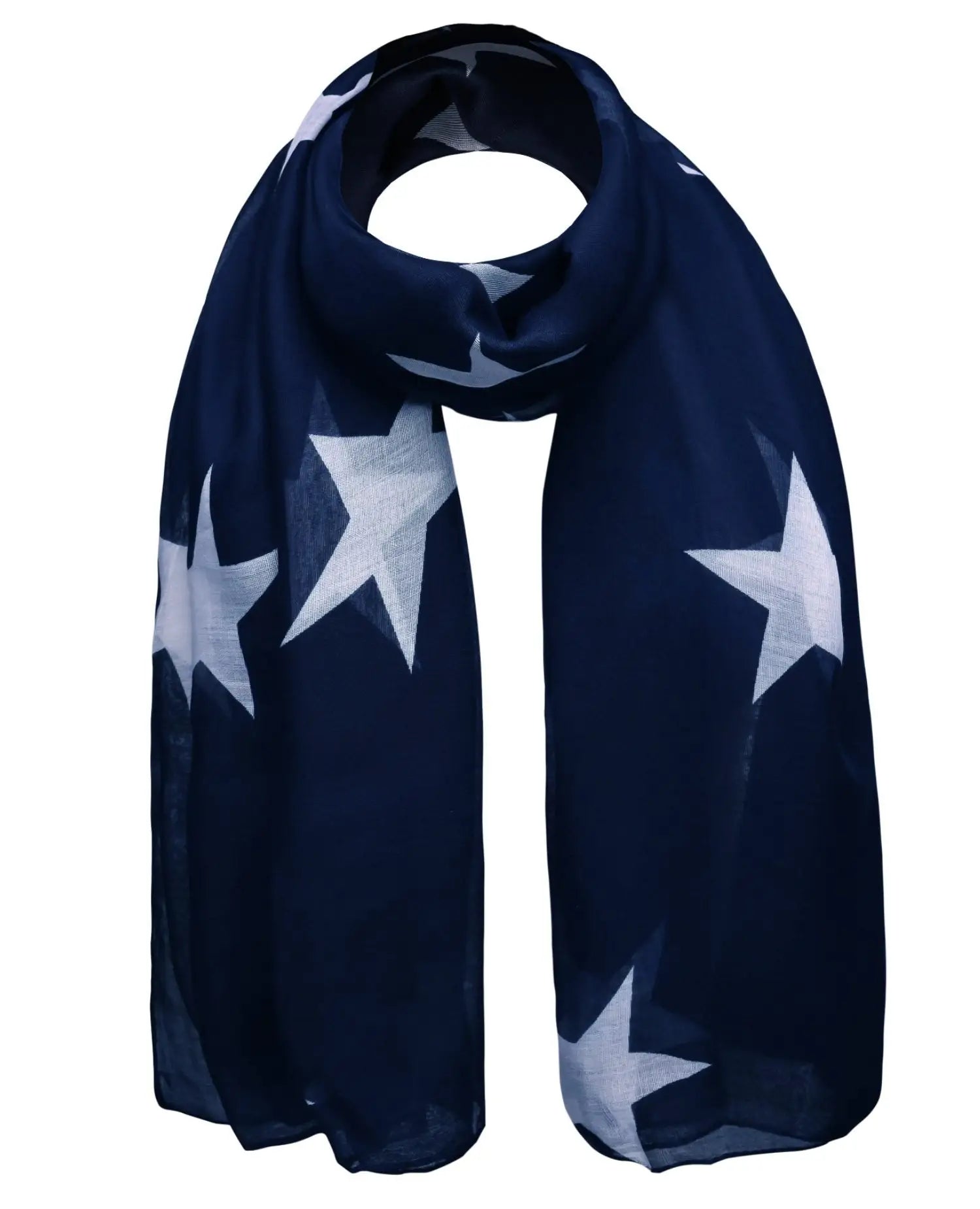 Retro star oversized navy scarf with white stars