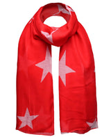 Star Oversized Scarf Shawl with Red and White Stars