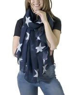 Woman wearing retro star oversized scarf from ’Star Oversized Scarf Shawl for All Seasons’