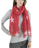 Red retro star oversized scarf with white stars displayed in Star Oversized Scarf Shawl for All Seasons.