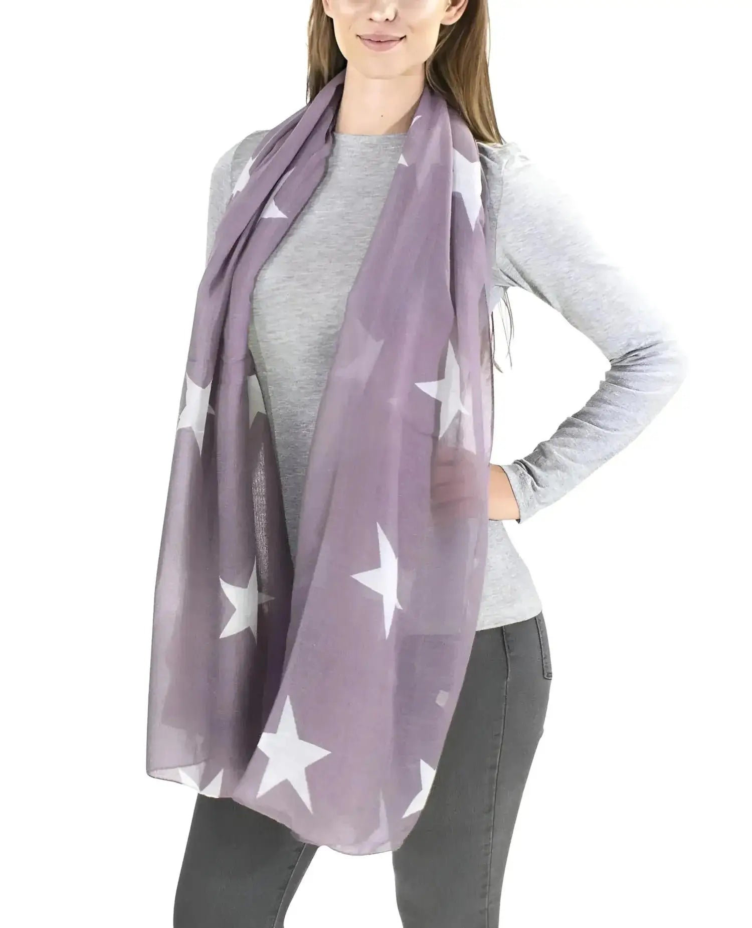 Retro Star Oversized Scarf with Woman Model